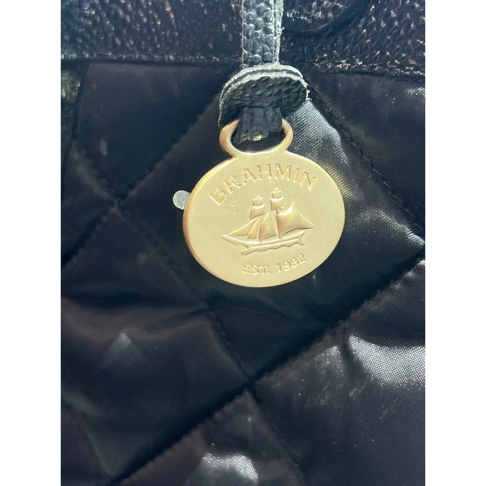 Brahmin Black Quilted Leather Briefcase - Picture 4 of 15